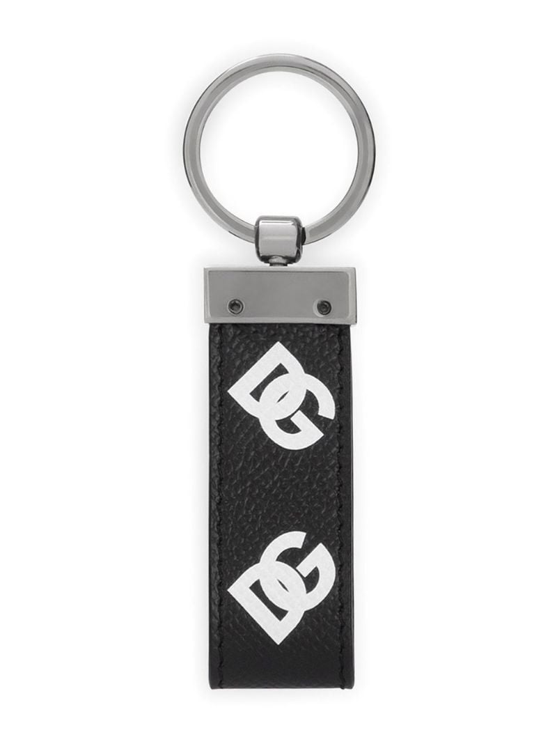 logo-print leather keychain - 2