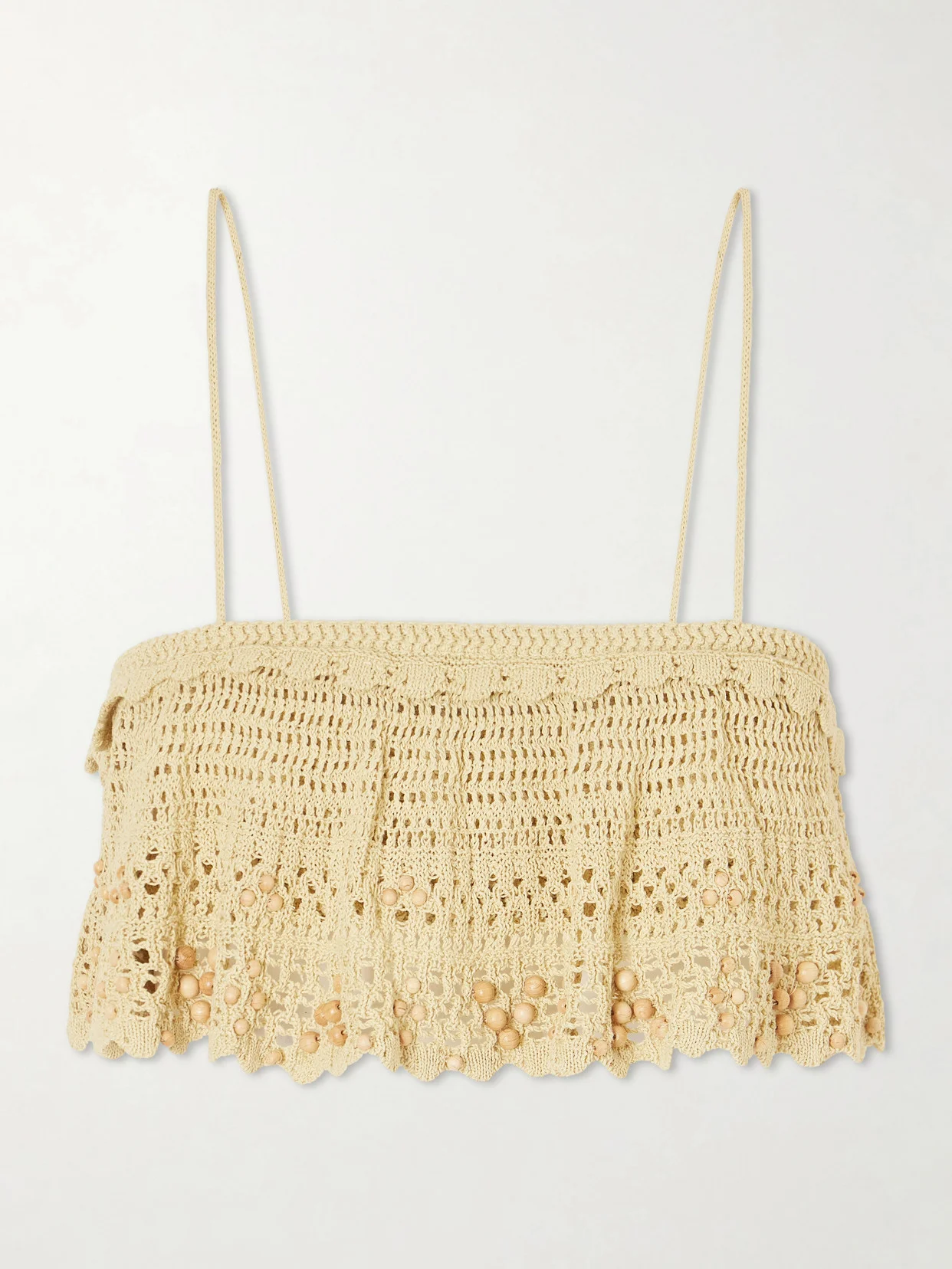 Crocheted Embellished Cotton-blend Tank - 1