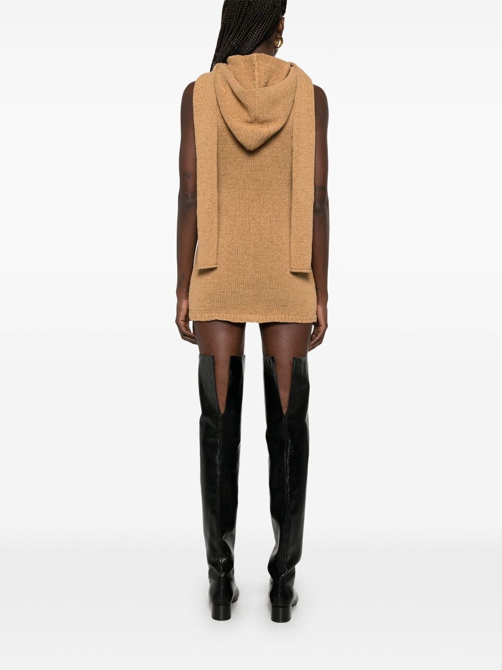 hooded knitted mini dress - 4