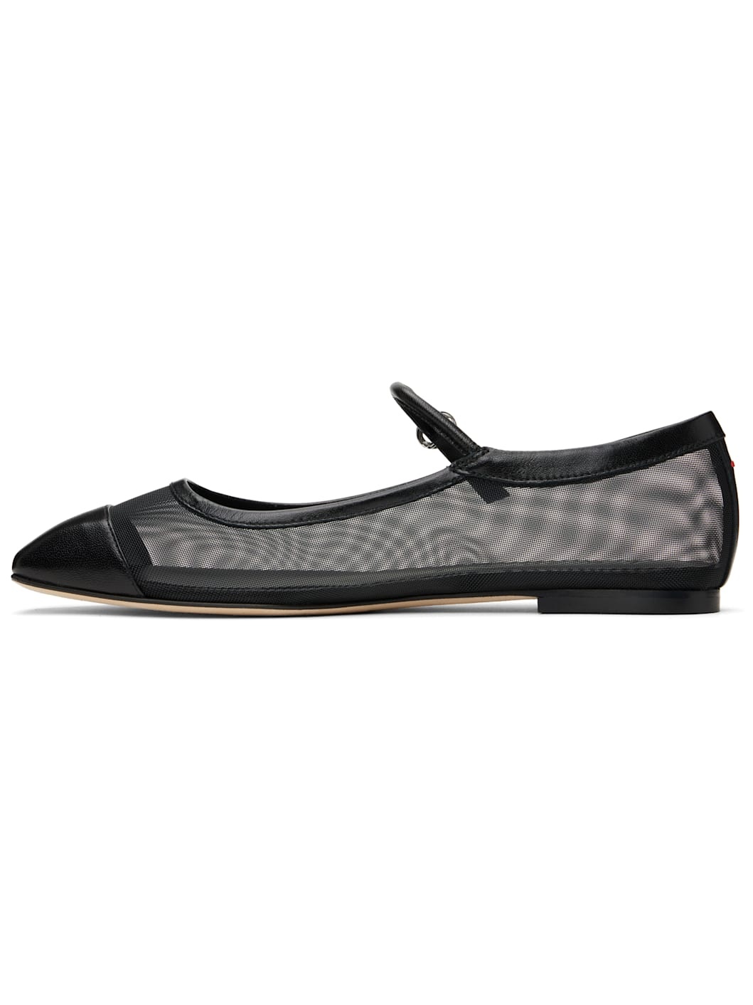 Black Uma Mesh Toe-Cap Ballerina Flats - 3