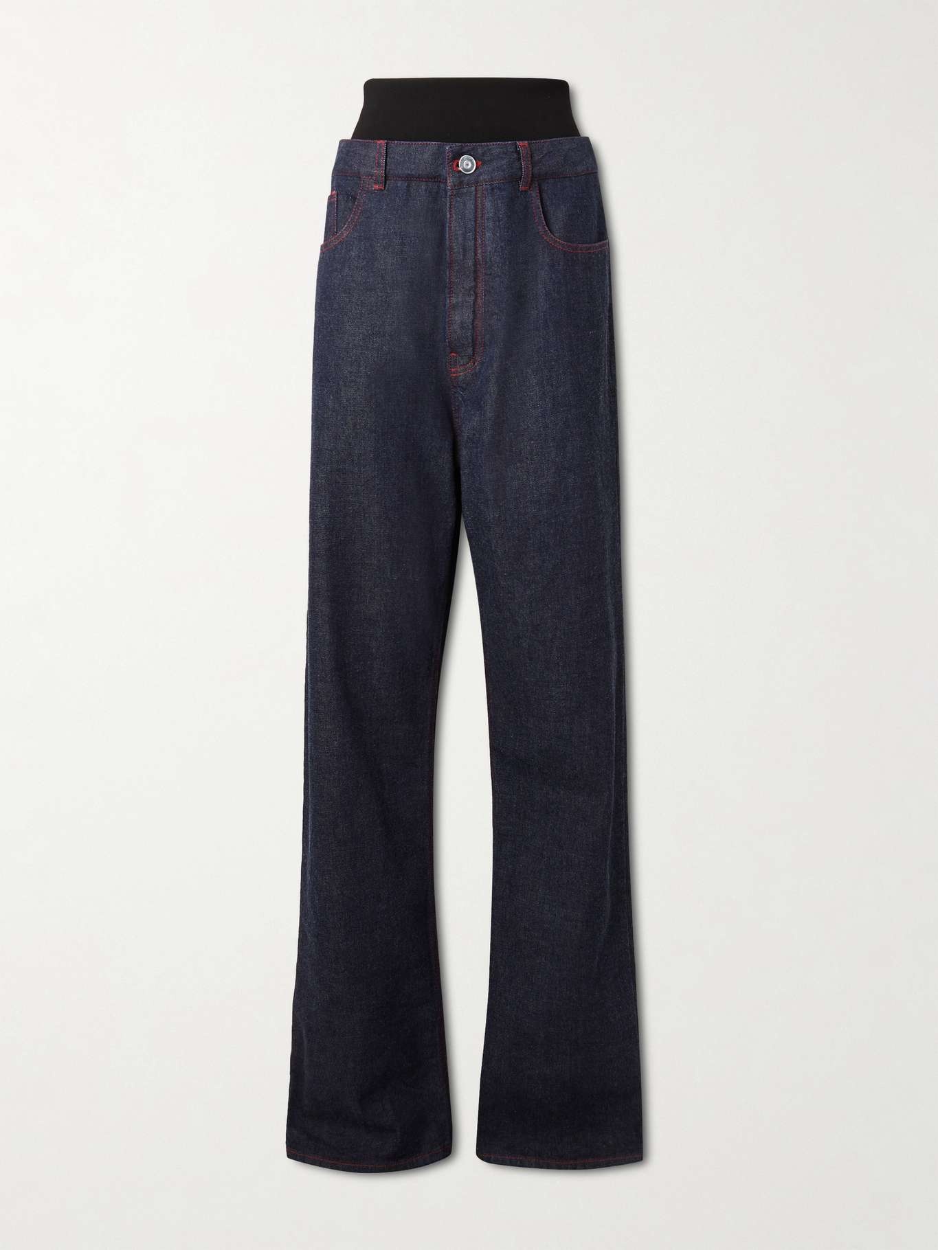 Stretch knit-trimmed jeans - 1