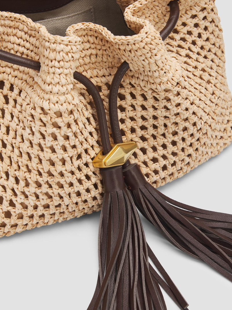 Women's Cinch Small Raffia Shoulder Bag - Natural Chocolate Gold 4