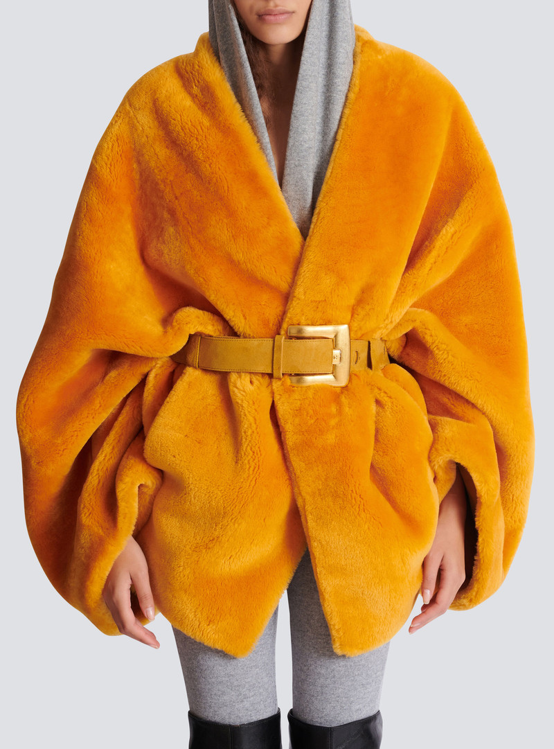 Belted shearling coat 5