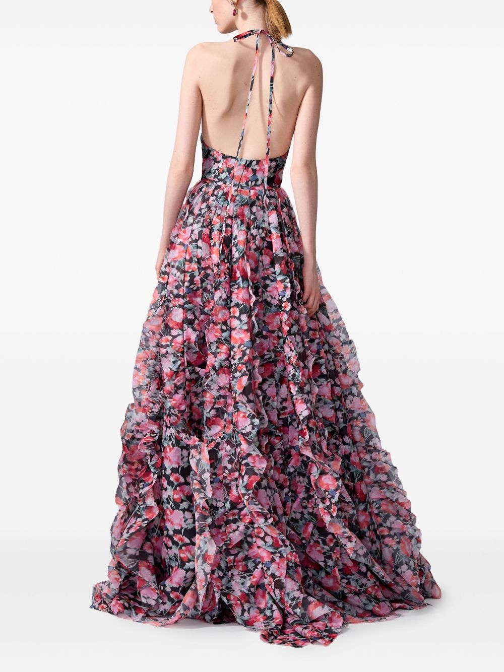 peony-print gown - 3