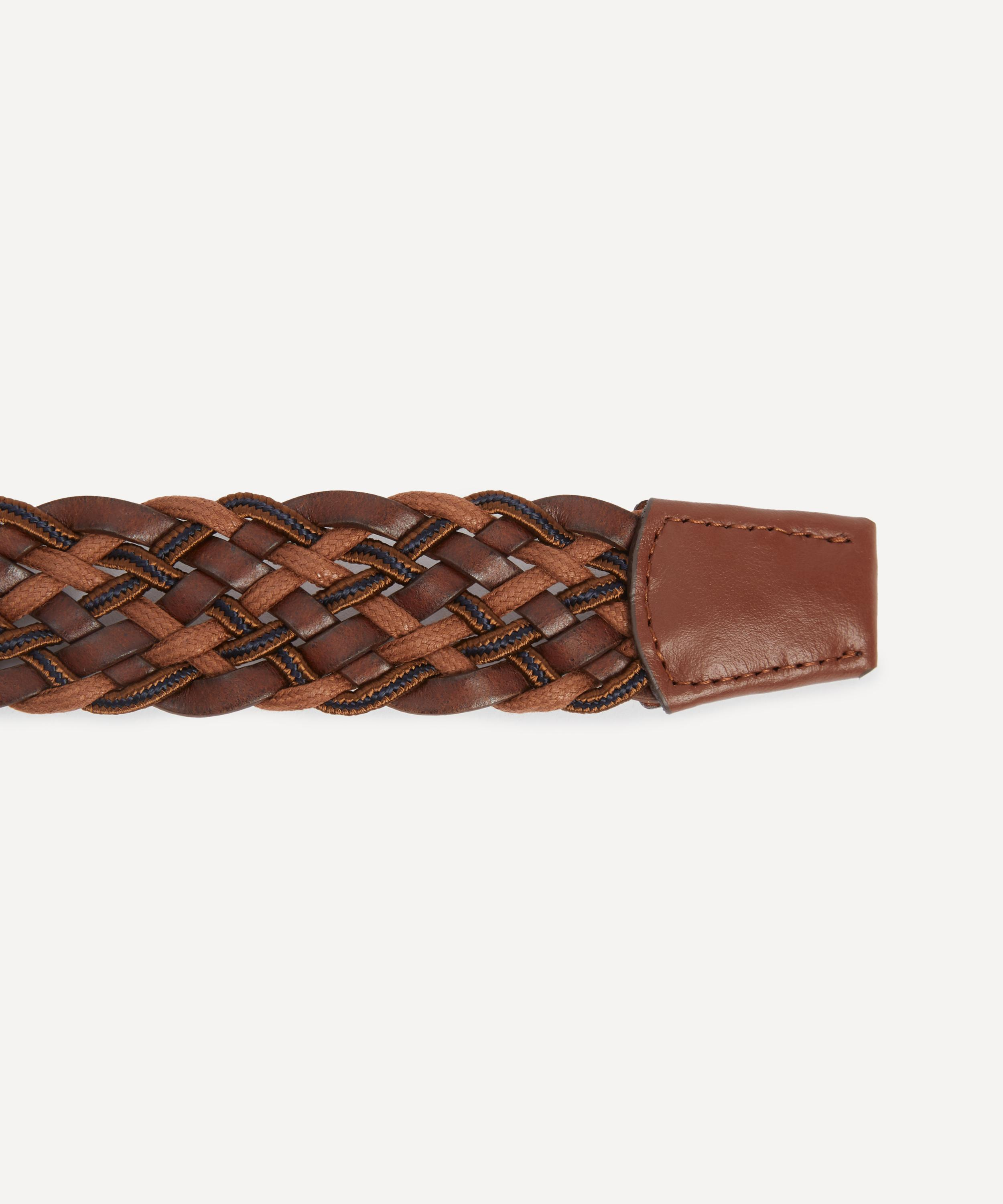 Dark Brown Leather Mixed Weave Belt - 3