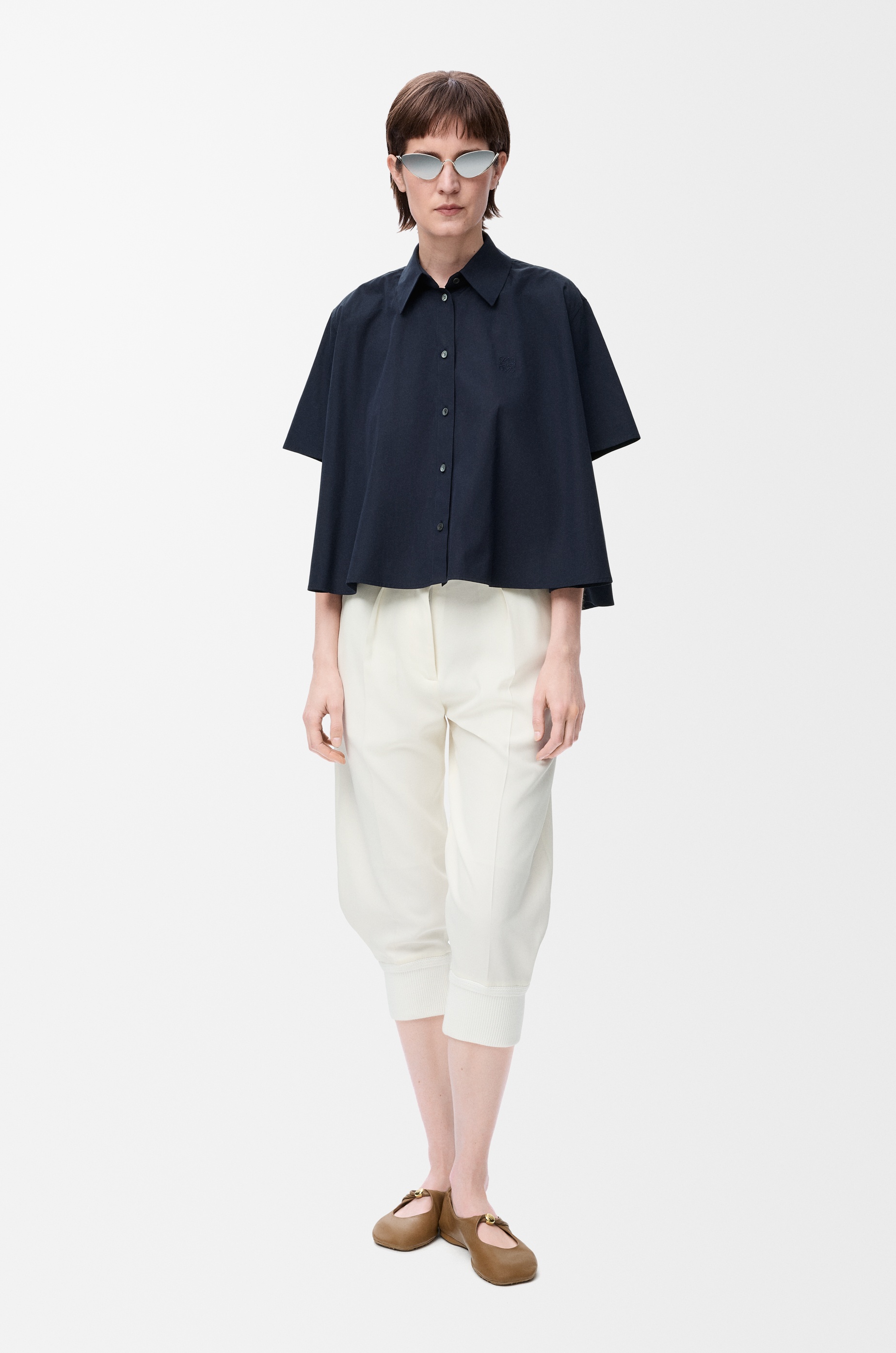 Short sleeve trapeze shirt in cotton - 2