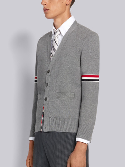 Thom Browne Light Grey Cotton Milano Stitch Stripe Armband V-neck Cardigan outlook