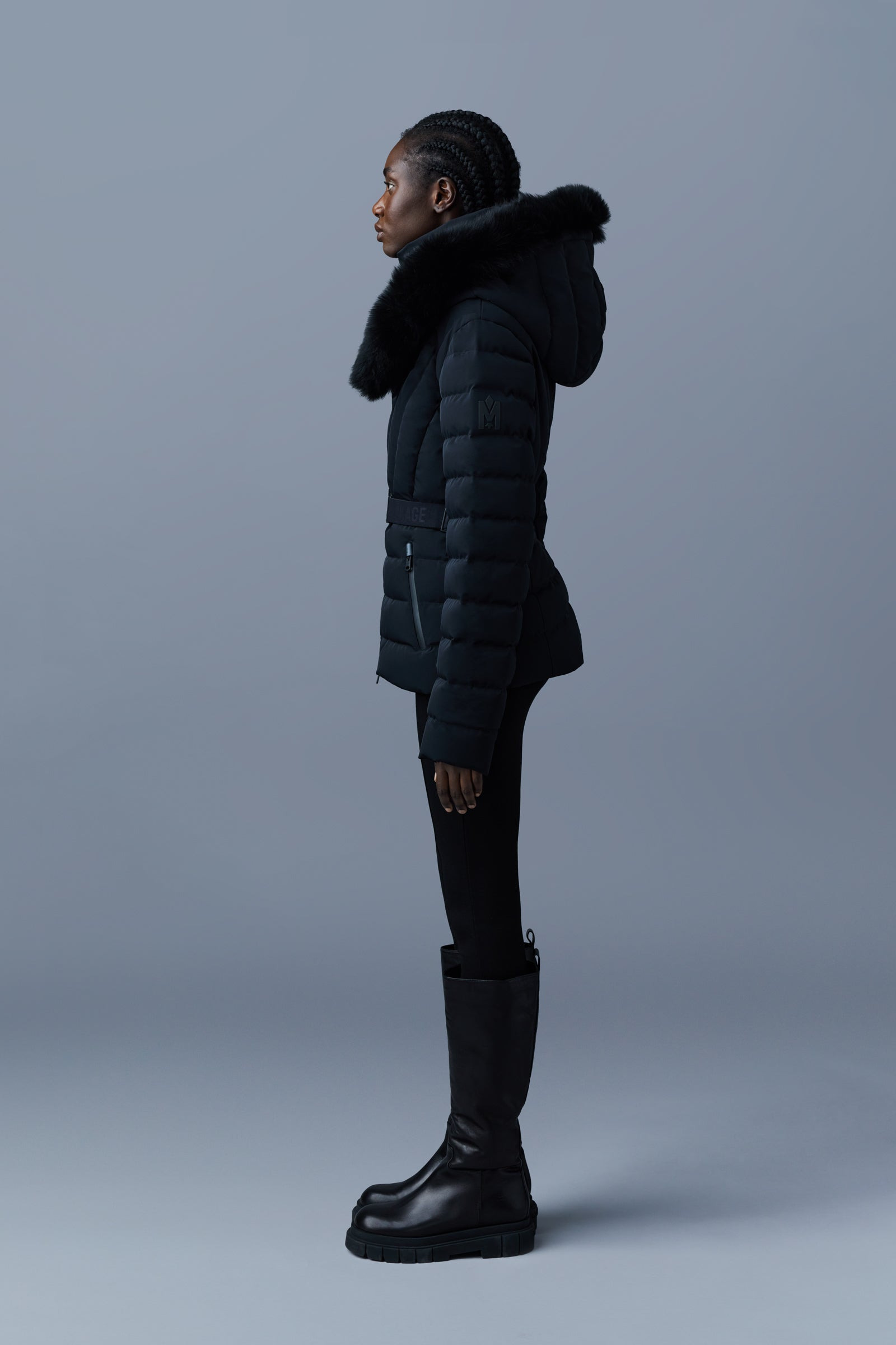 ELITA-SH Belted down ski jacket with fur trimmed hood - 3