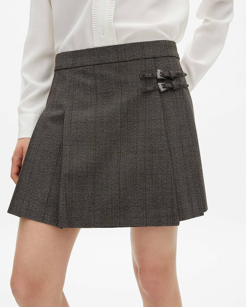 PRINCE DE GALLES SHORT SKIRT IN BROWN WOOL 5