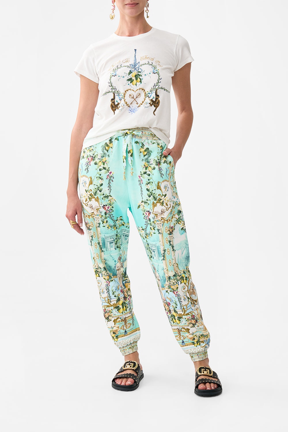 JERSEY TRACK PANT WITH SILK DETAILS - 2
