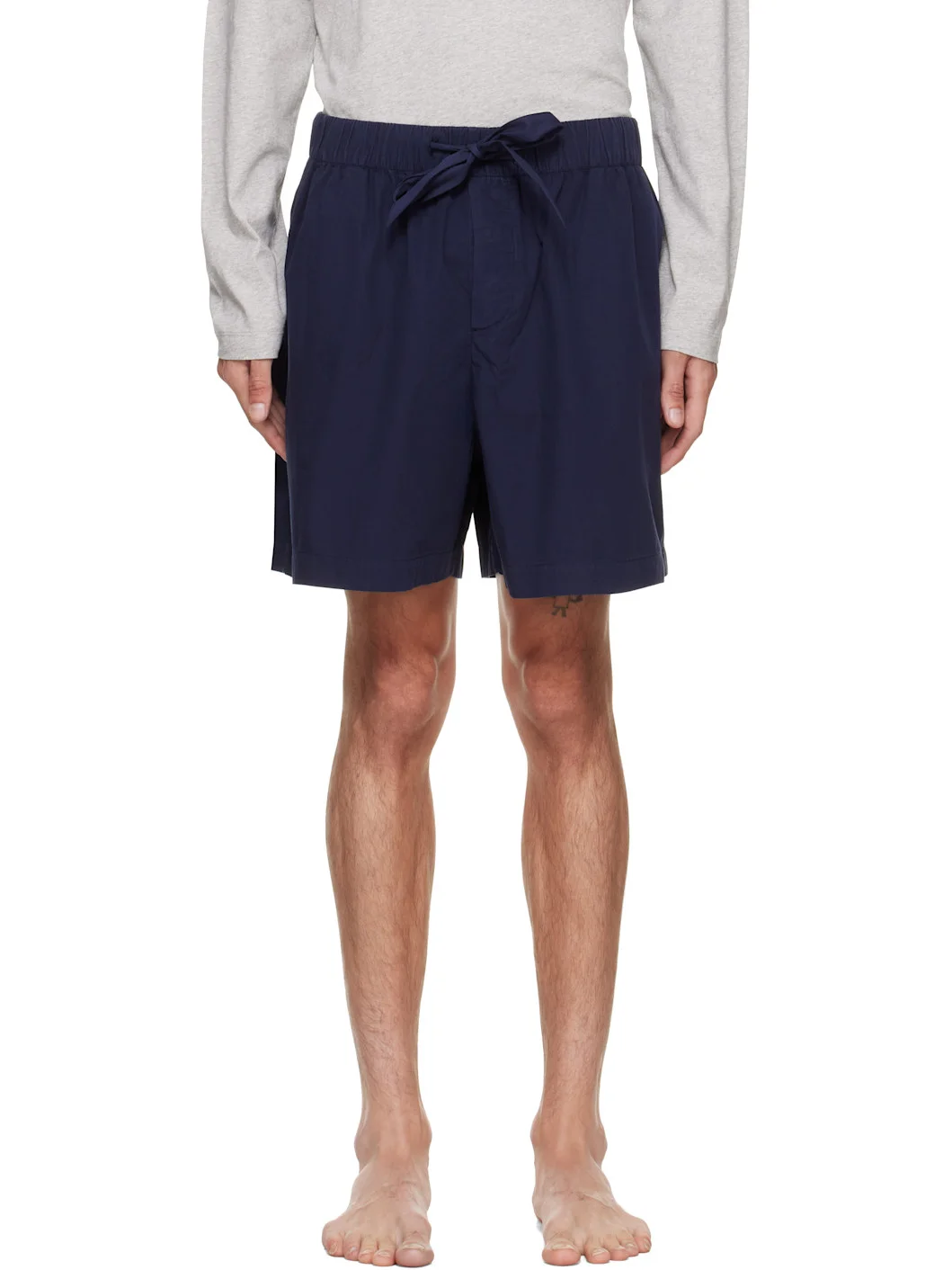 Navy Poplin Pyjama Shorts - 1