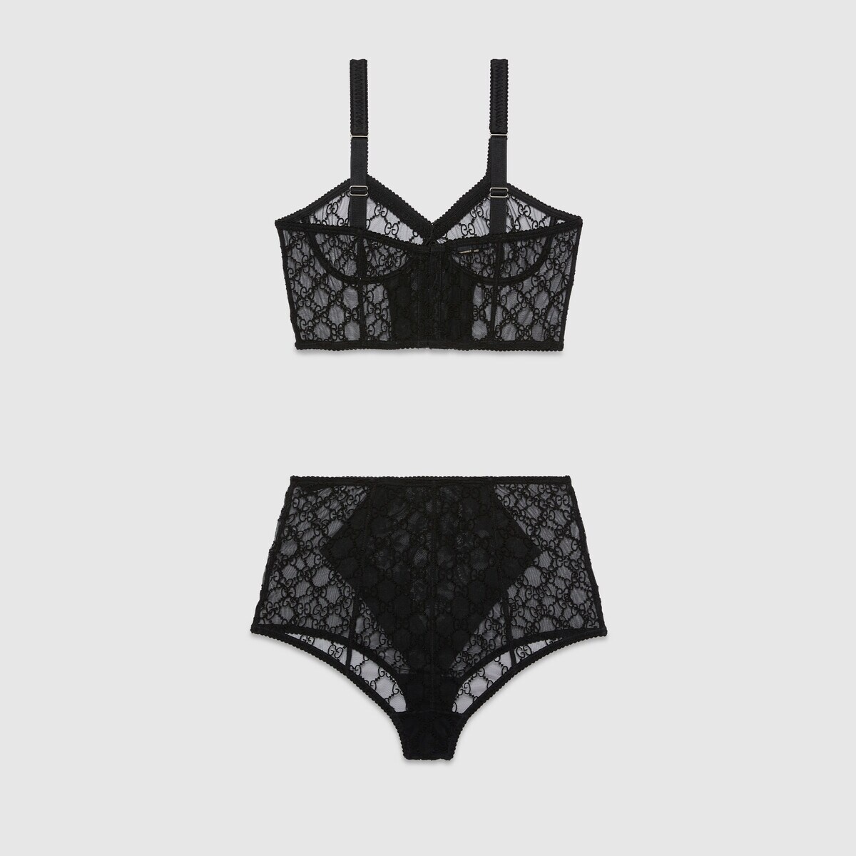 GG embroidered tulle lingerie set - 3