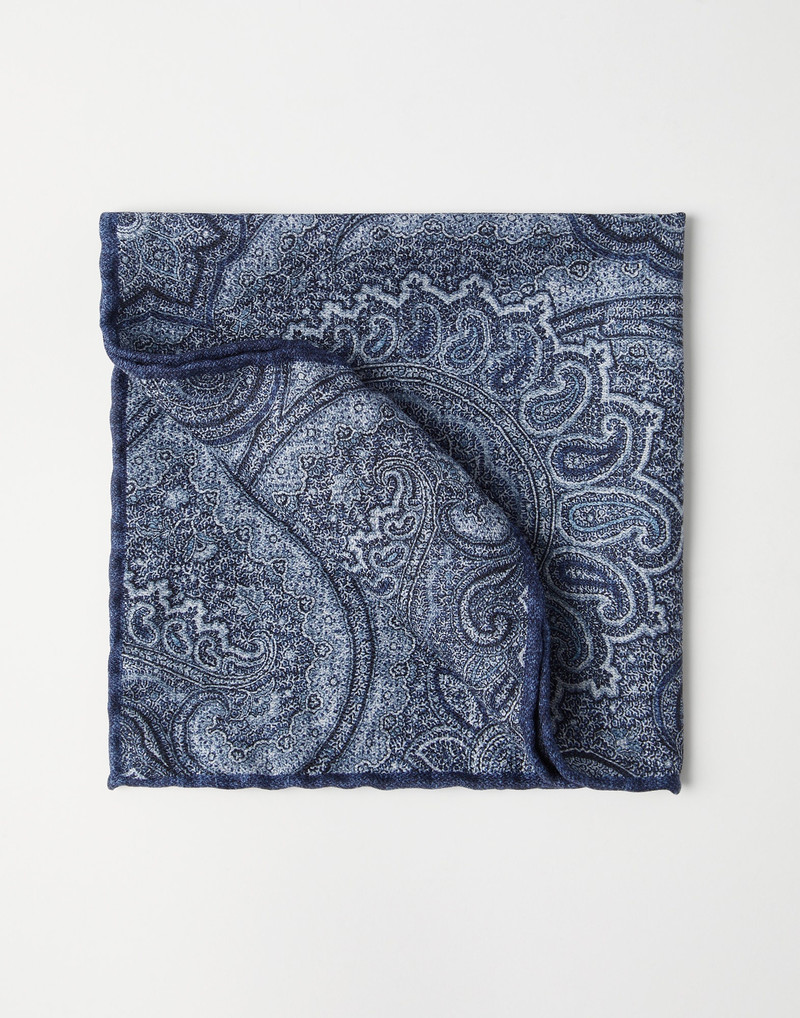 Silk pocket square with paisley design 1