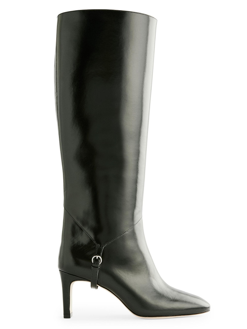 Women's Gaelle 75MM Leather Knee-High Boots - Black Leather 1