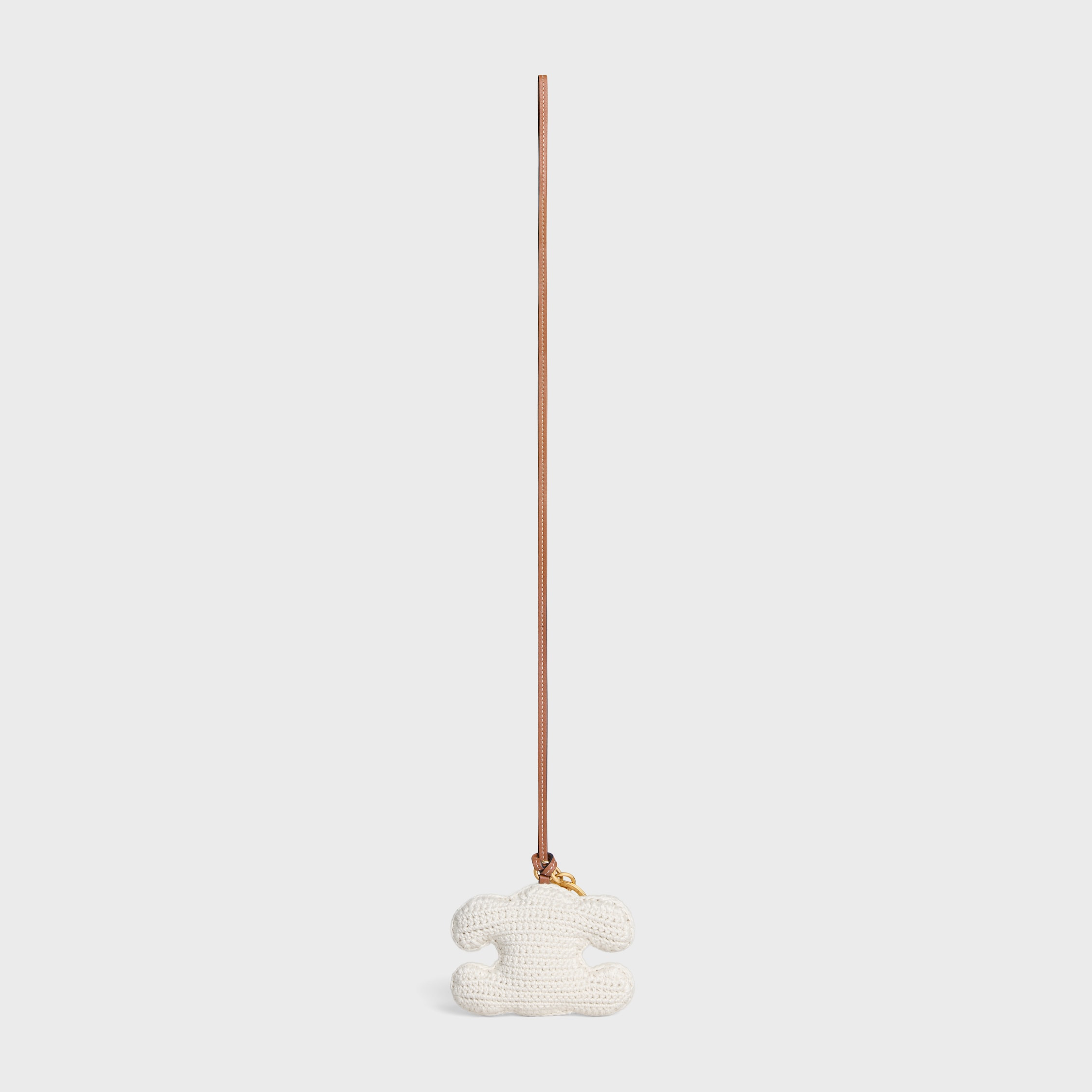 TRIOMPHE pom-pom keyring in COTTON CROCHET with Gold Finishing - 2