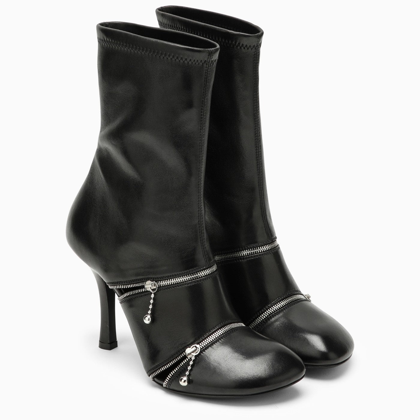 Burberry Black Leather Peep Boot With Zips - 2