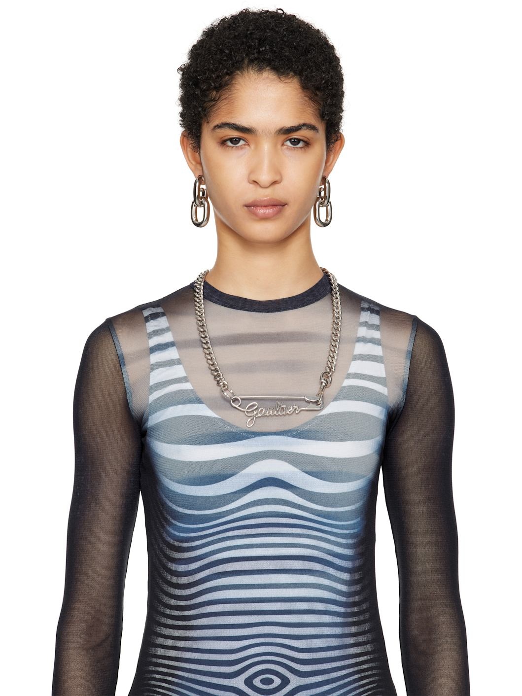 Silver 'The Gaultier Safety Pin' Necklace - 2