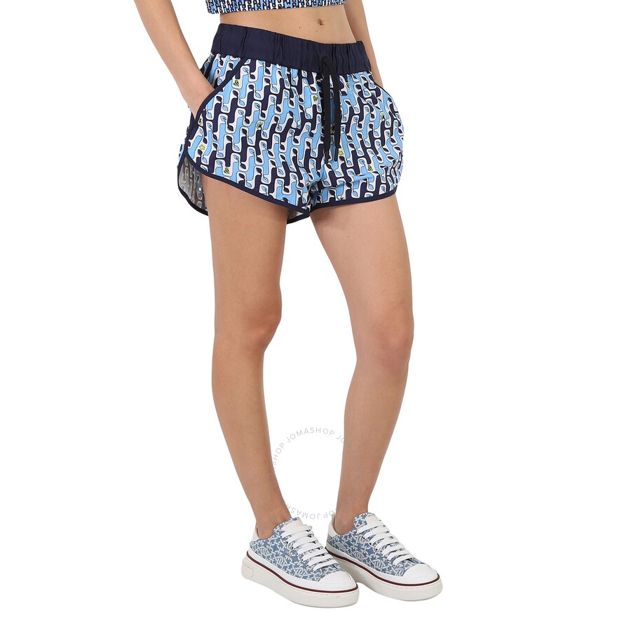 Moncler Grenoble Ladies Abstract Printed Shorts - Bright Blue - 4