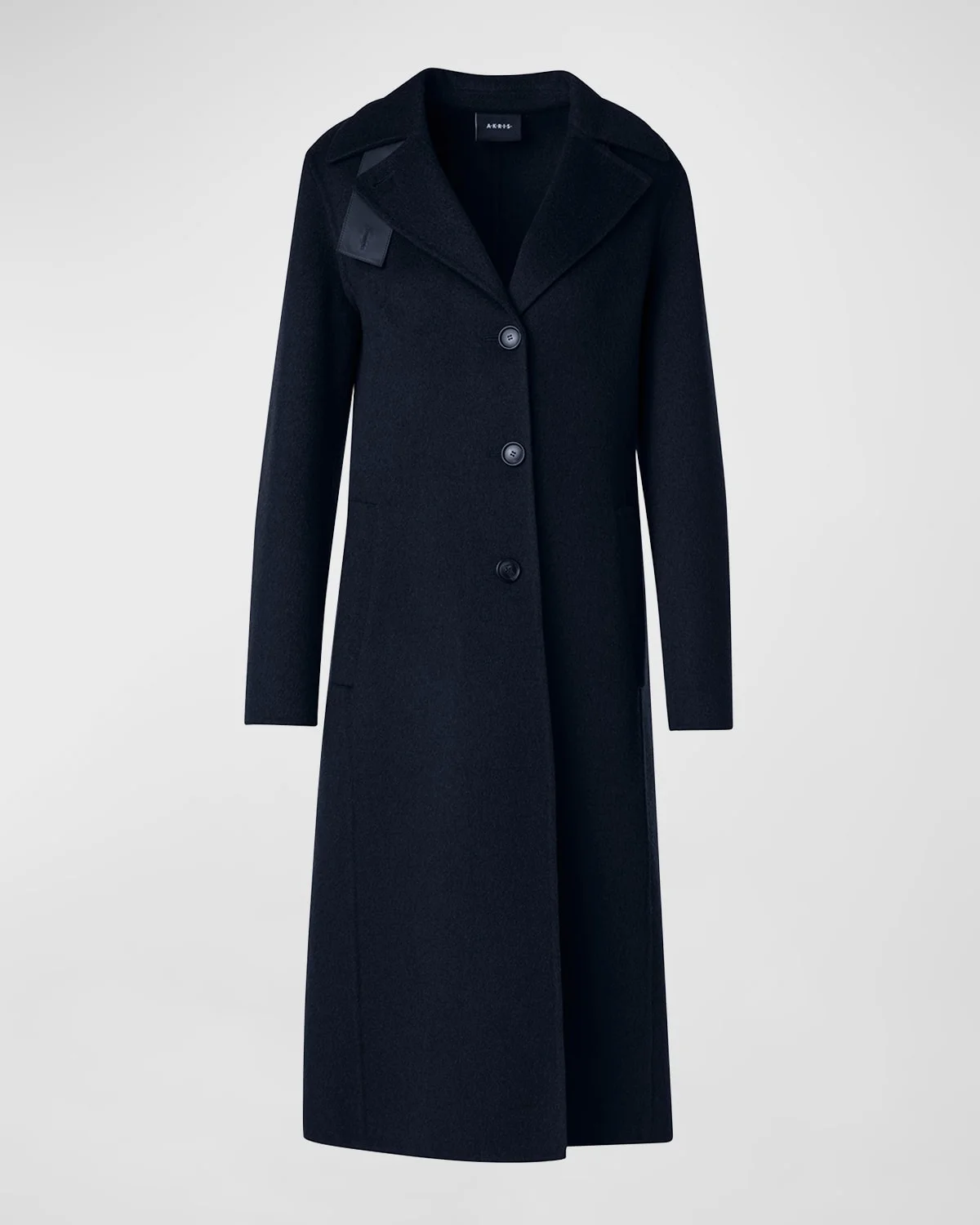Leather Collar Cashmere Coat - 1