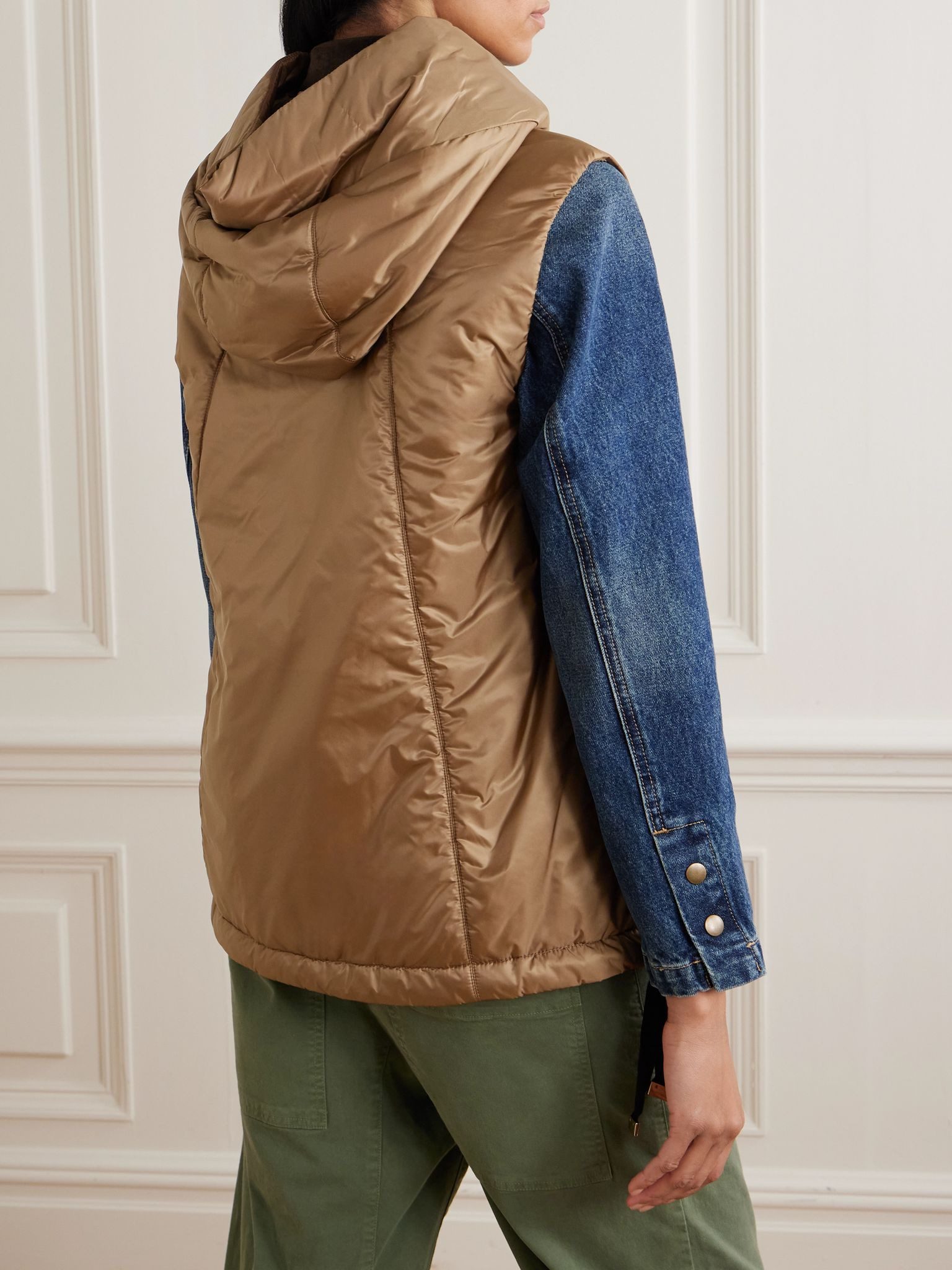 The Cube hooded padded shell vest Brown - 3