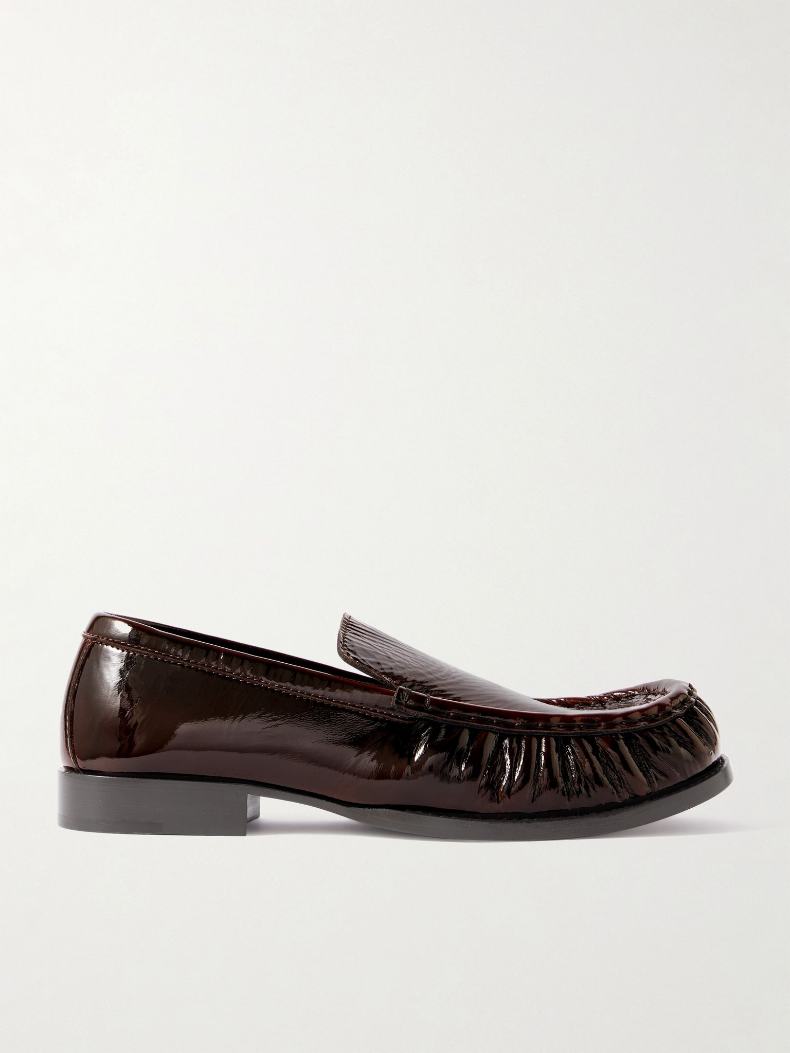 Patent crinkled-leather loafers Dark brown - 1
