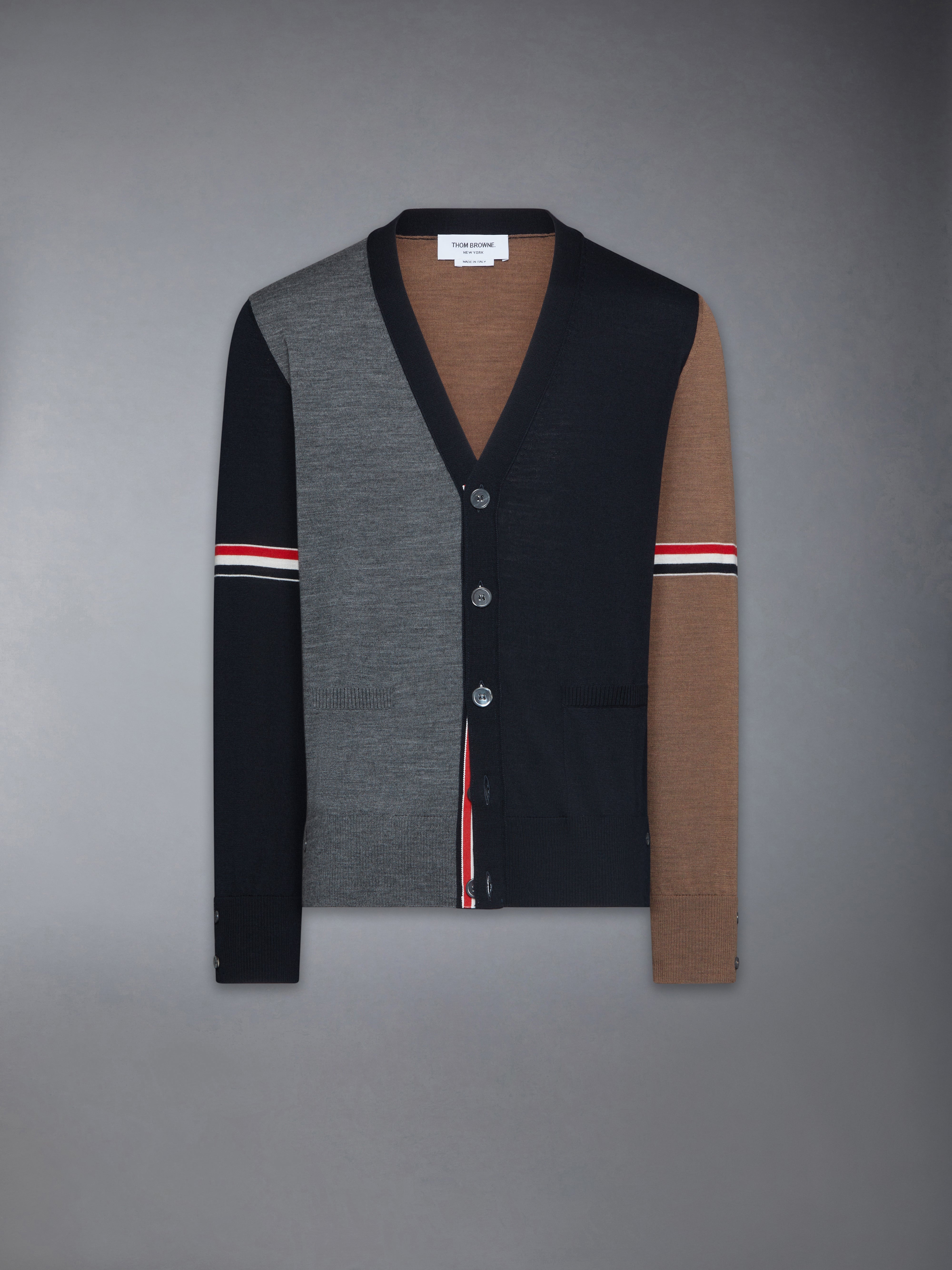 FINE MERINO WOOL FUNMIX V NECK CARDIGAN - 1
