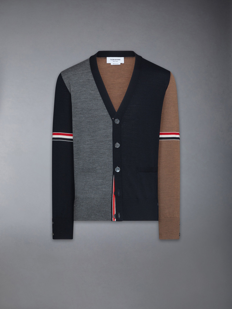FINE MERINO WOOL FUNMIX V NECK CARDIGAN 1