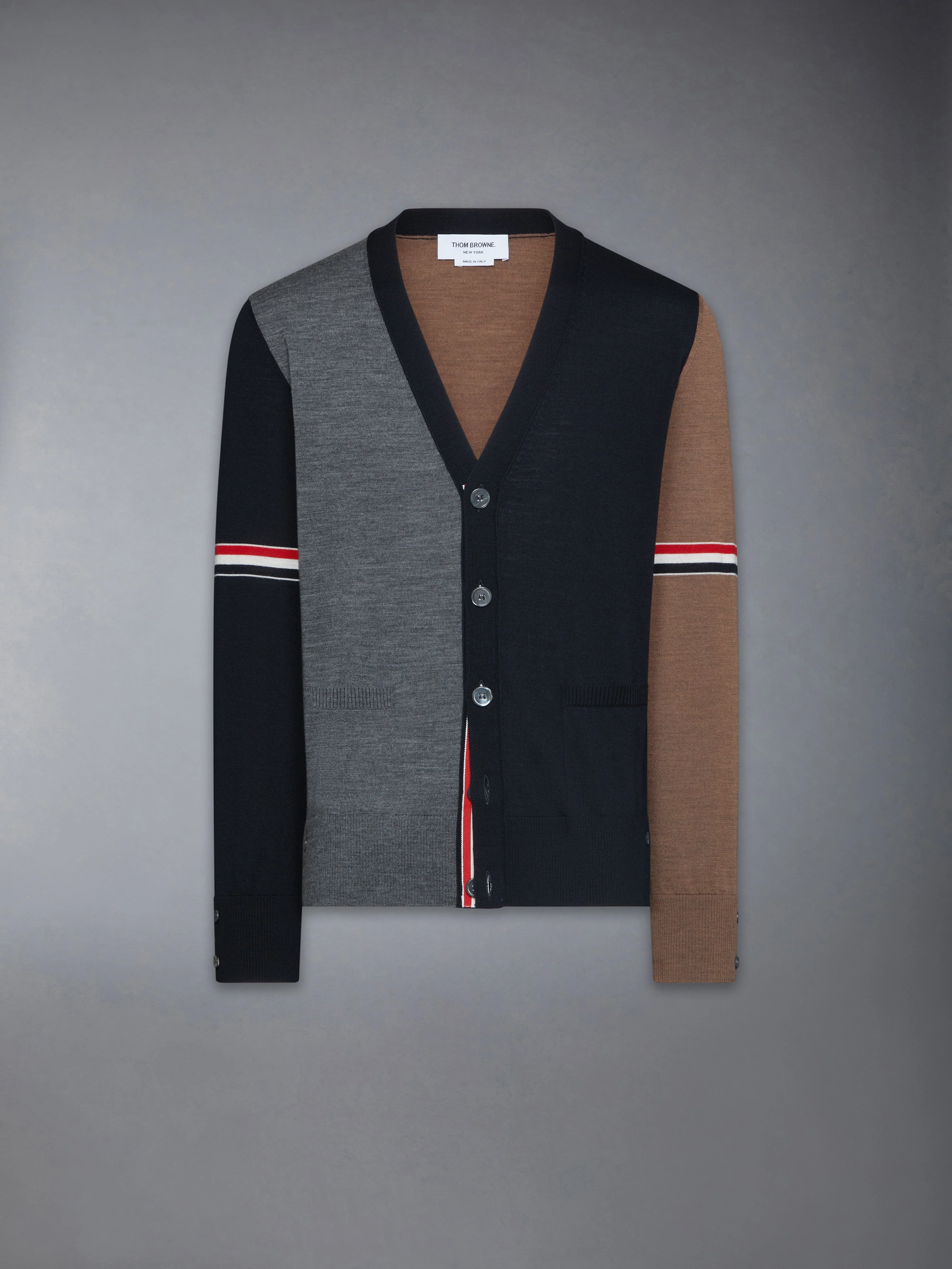 FINE MERINO WOOL FUNMIX V NECK CARDIGAN - 1