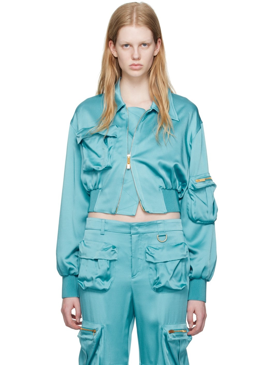 Blue Cargo Bomber Jacket - 1