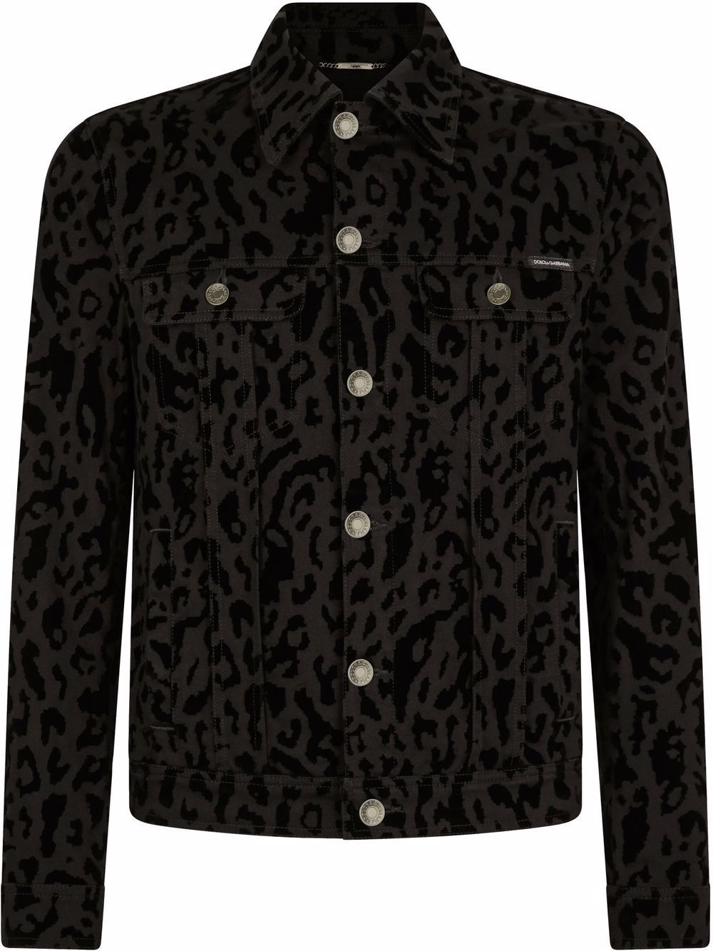 animal-print denim jacket - 1