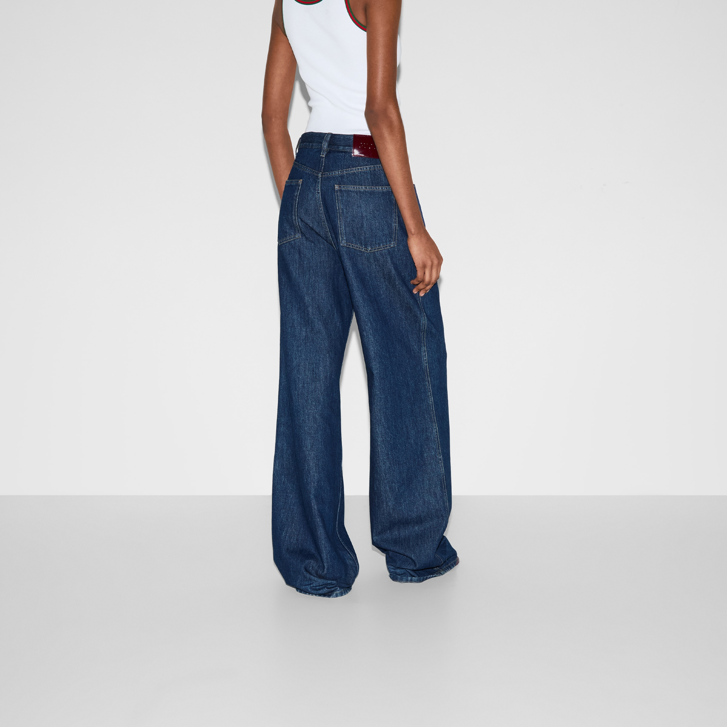 Wide leg denim pants - 4