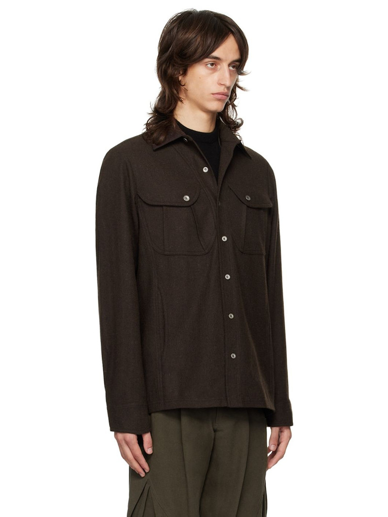 HYEIN SEO Brown Wool Pockets Shirt outlook