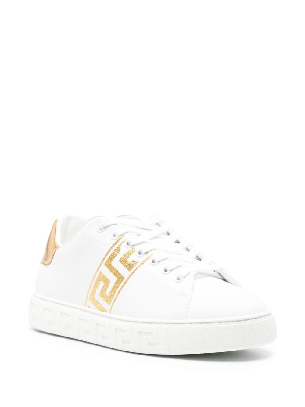 Embroidered Greca leather sneakers - 2