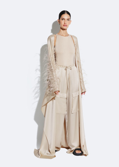 LAPOINTE Satin Caftan With Feathers outlook