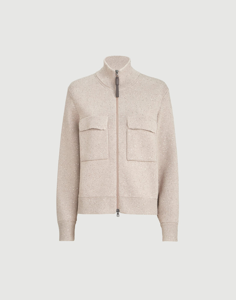 Cotton Diamond yarn double knit outerwear jacket 1