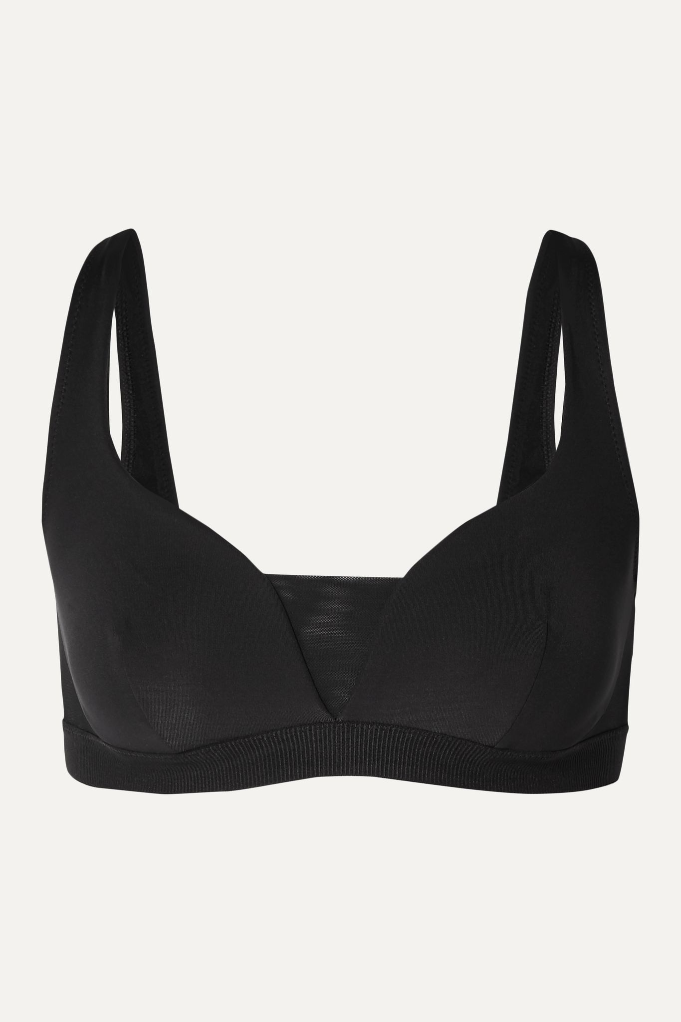 Mesh-trimmed underwired bikini top - 1