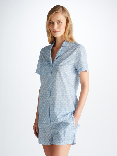 Derek Rose Women's Short Pyjamas Ledbury 72 Cotton Batiste Blue outlook
