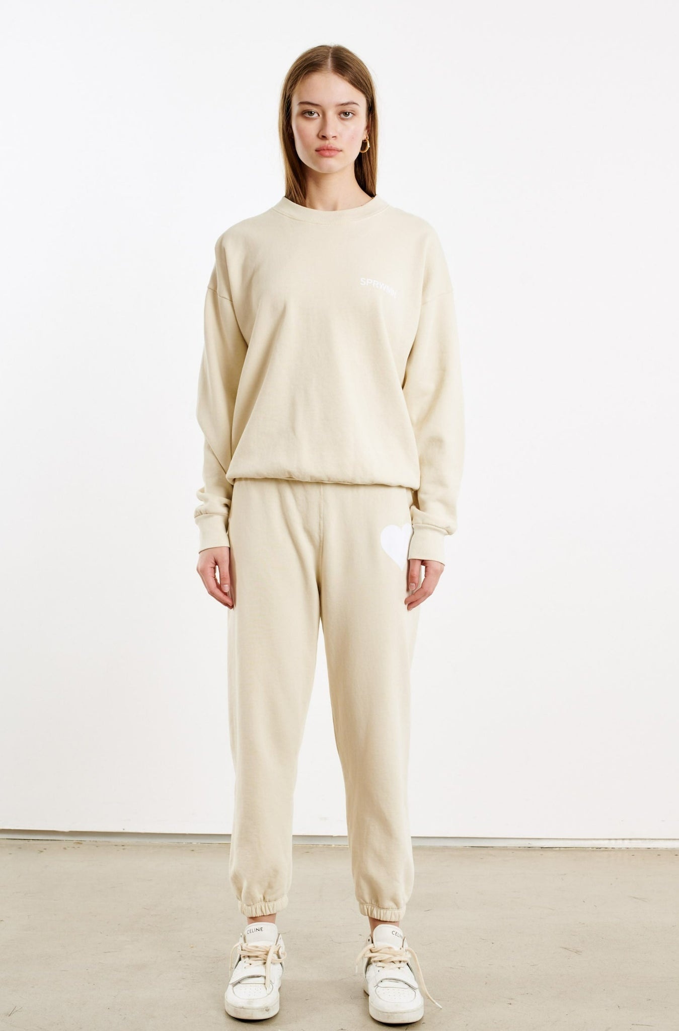 CREAM COTTON LOGO SWEATSHIRT - 4