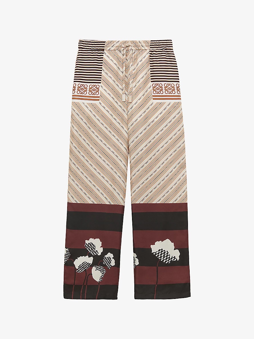 【LOEWE】 Paula's Ibiza silk satin wide-leg pants Paula's Ibiza silk satin wide-leg pants in beige - Loewe