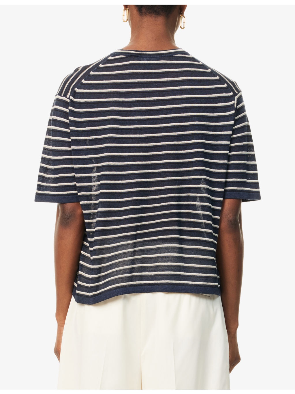 Striped Boyfriend Linen-Blend Knitted T-Shirt - 4