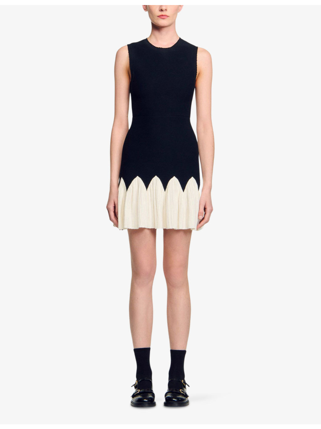 Two-Tone Sleeveless Stretch-Knit Mini Dress - 2