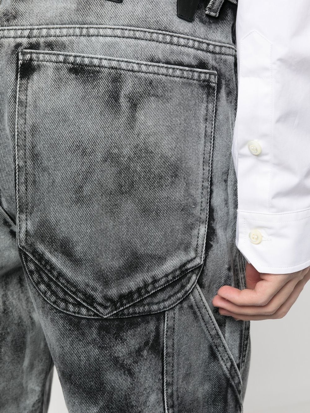 bleached-effect high-waisted jeans - 5