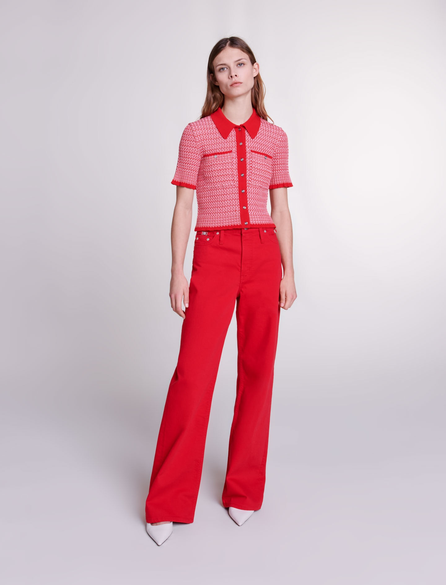 Cropped herringbone polo shirt - 2