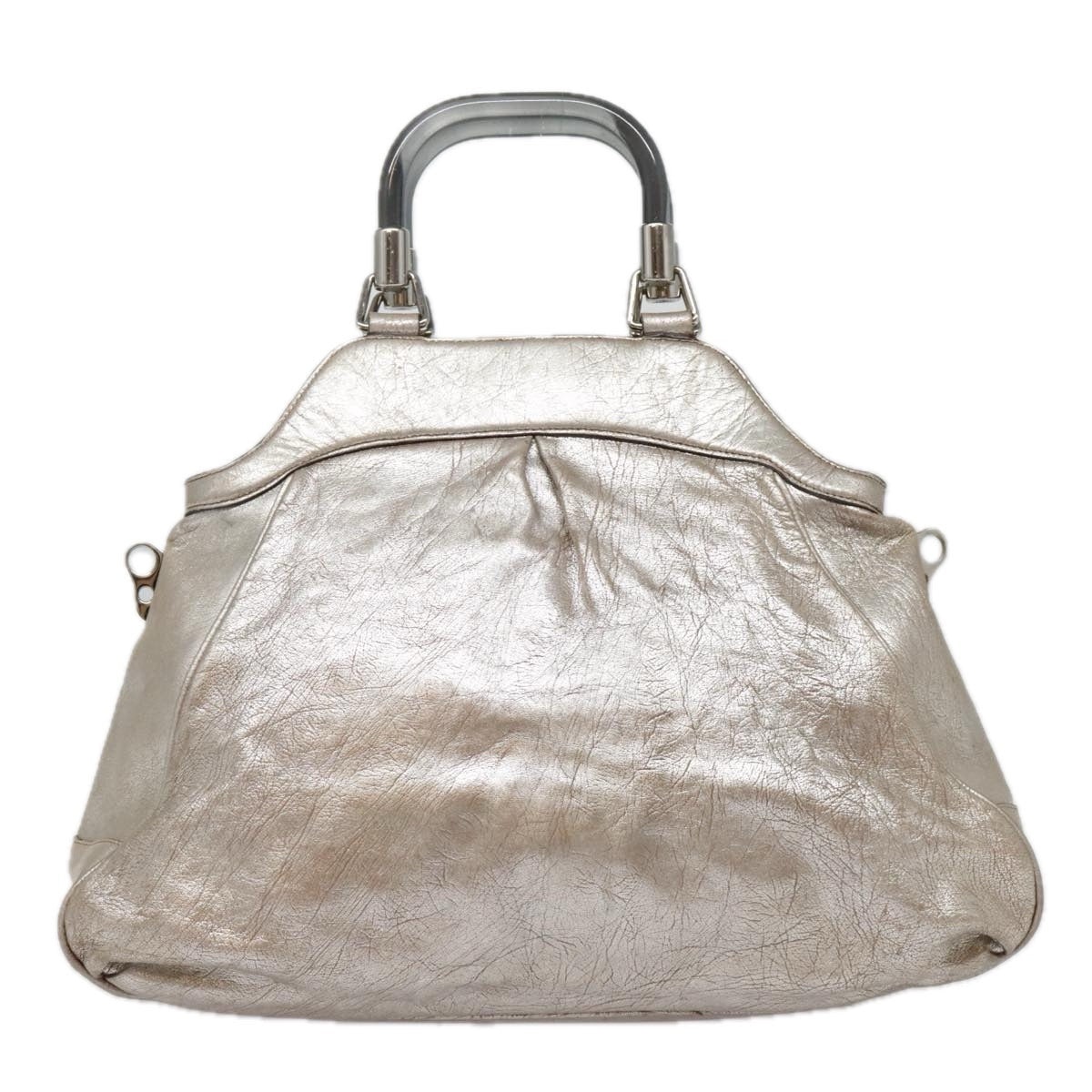 CELINE Hand Bag Leather Silver - 3