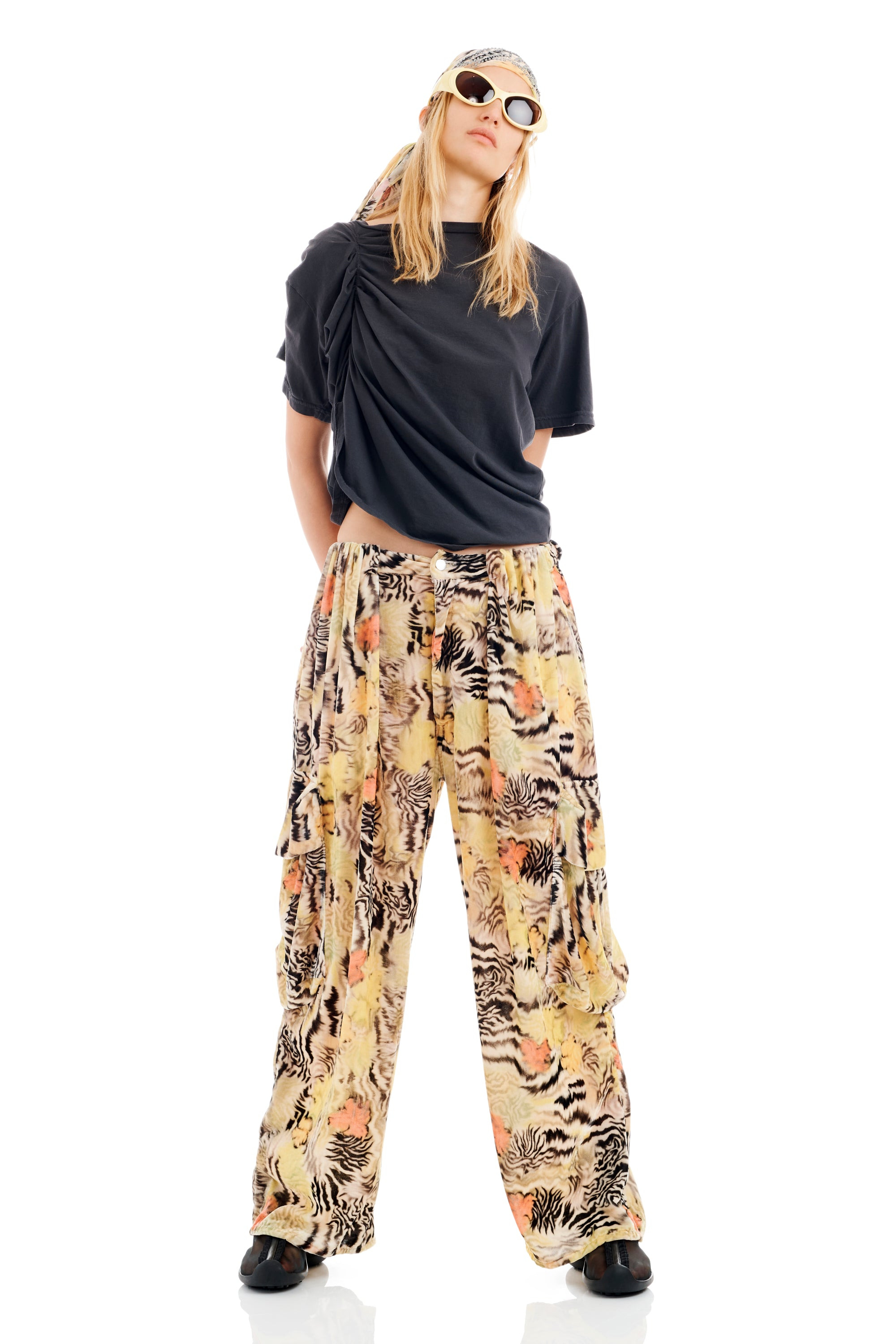 ZEBRA FLORAL PLEATED CARGO PANT - 2