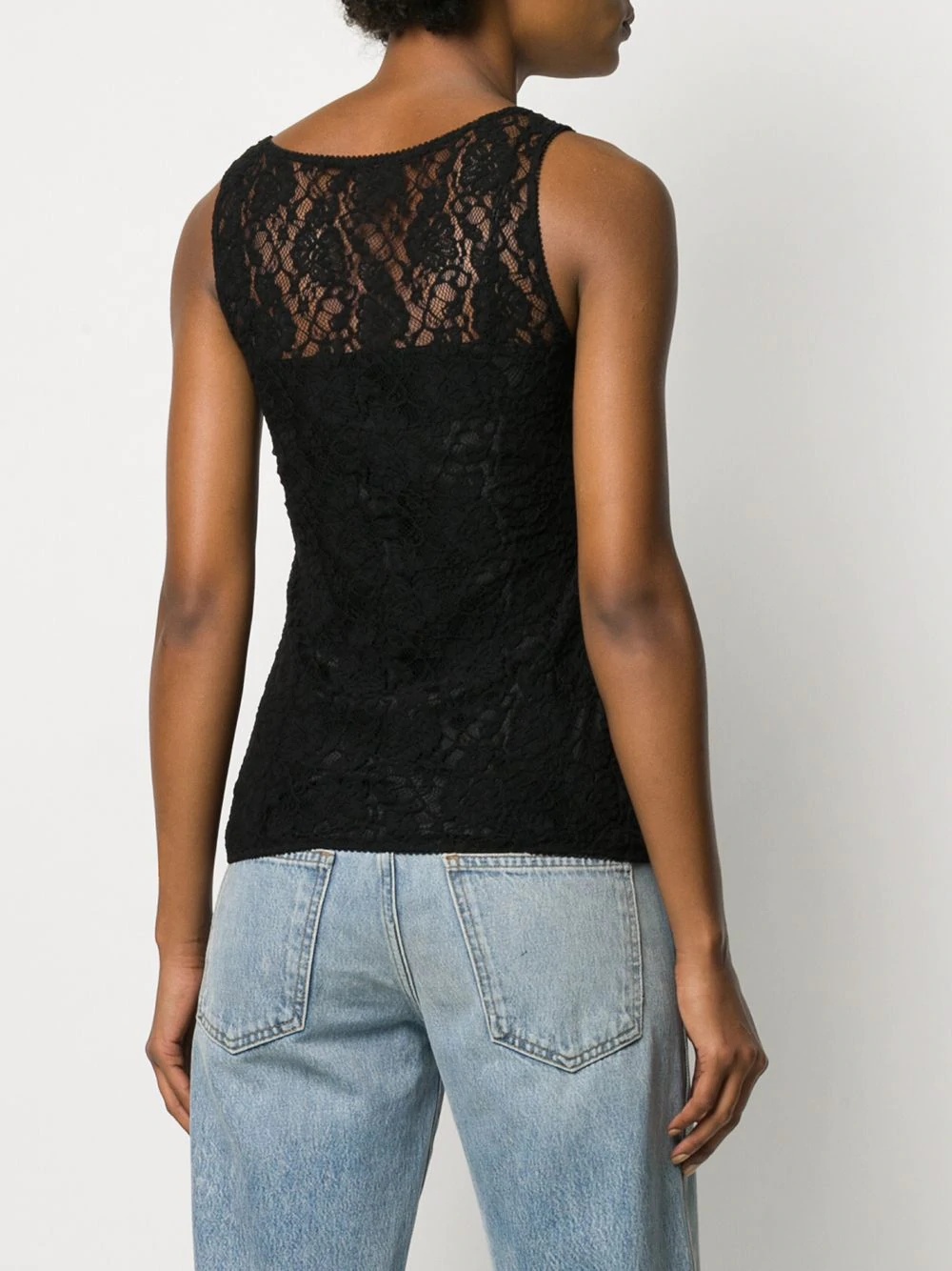 logo tape lace tank top - 4