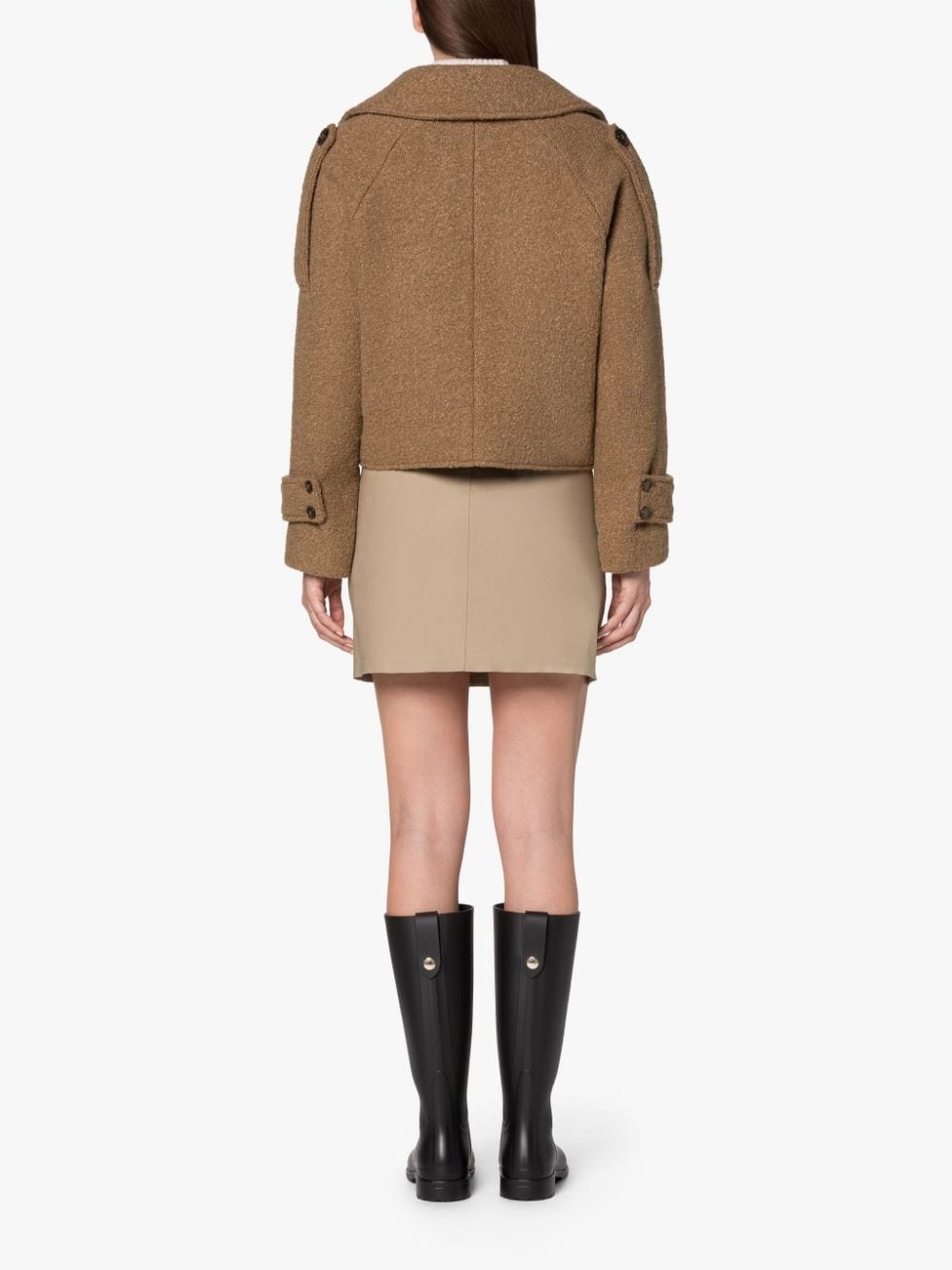 KIRSTEE BEIGE WOOL CROPPED PEA COAT - 4