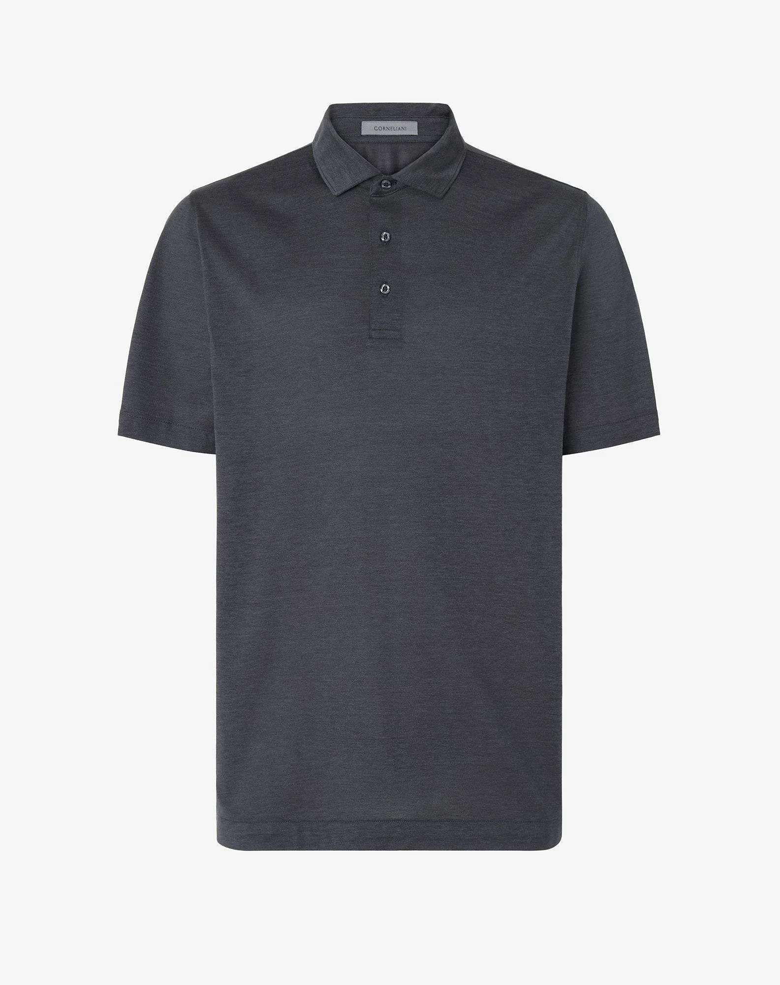 Anthracite grey luxury jersey polo shirt with buttons - 1