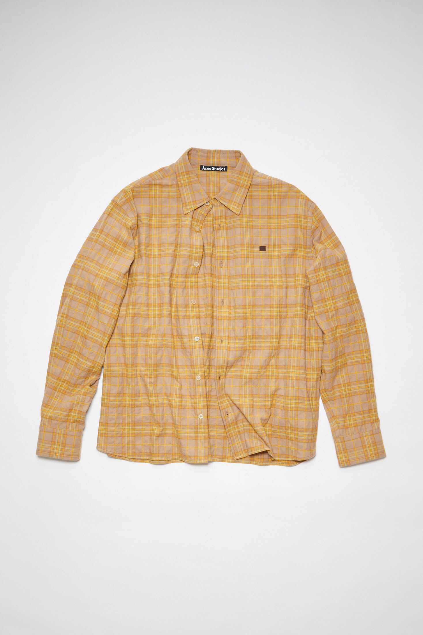 Check flannel button-up shirt - Brown/orange - 1
