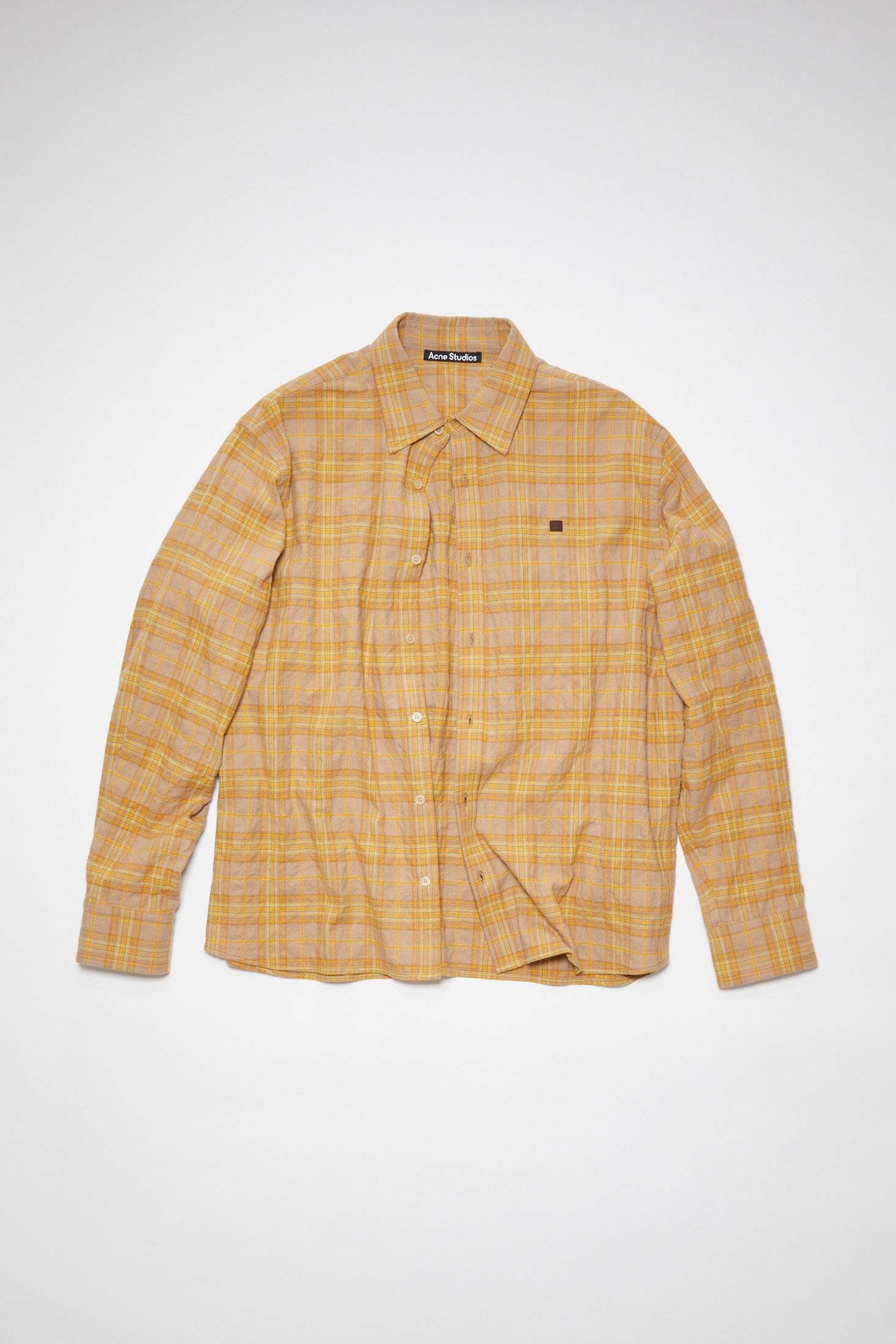 Acne Studios Check flannel button-up shirt - Brown/orange | REVERSIBLE